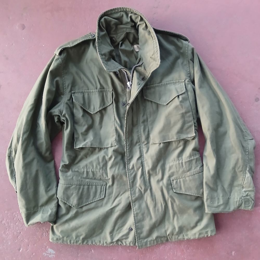 Vintage 60s US Army M-65 Field Jacket OG-107 Small Reg Hood Vietnam Era Talon